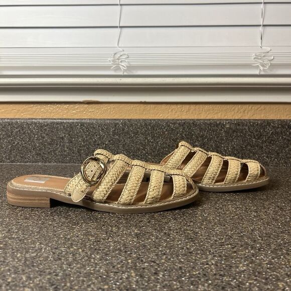 Dolce Vita Womens Size 8.5M Cream Woven Faux Leather Slip On Casual Cut Out Mule - Picture 3 of 10